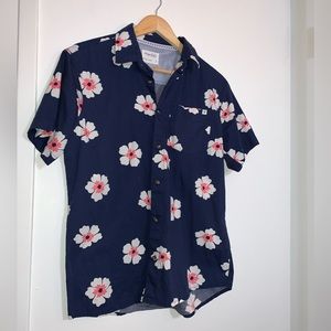 ⭐️ Sovereign Code Mens Navy Blue Floral Button Up